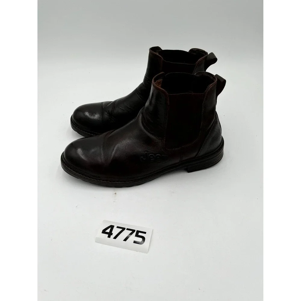 Jeep Chelsea Ankle Boots Mens US 9.5 Dark Brown Leather Casual Pull On Round Toe